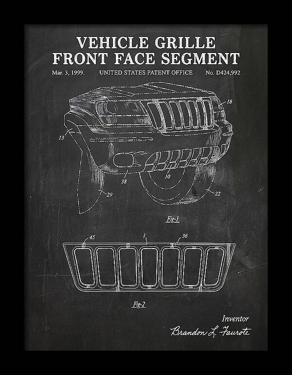 Vehicle Grille Front Face Segment Jeep Grand Cherokee Chalkboard Patent Usd424992s