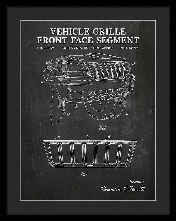 Vehicle Grille Front Face Segment Jeep Grand Cherokee Chalkboard Patent Usd424992s