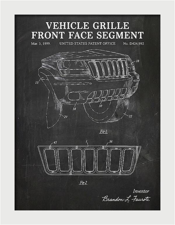 Vehicle Grille Front Face Segment Jeep Grand Cherokee Chalkboard Patent Usd424992s