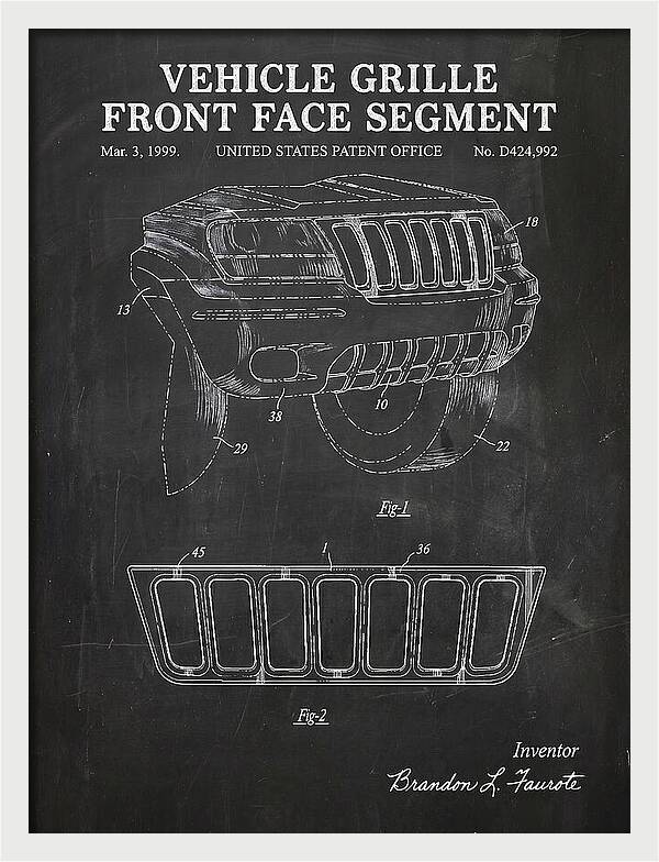 Vehicle Grille Front Face Segment Jeep Grand Cherokee Chalkboard Patent Usd424992s