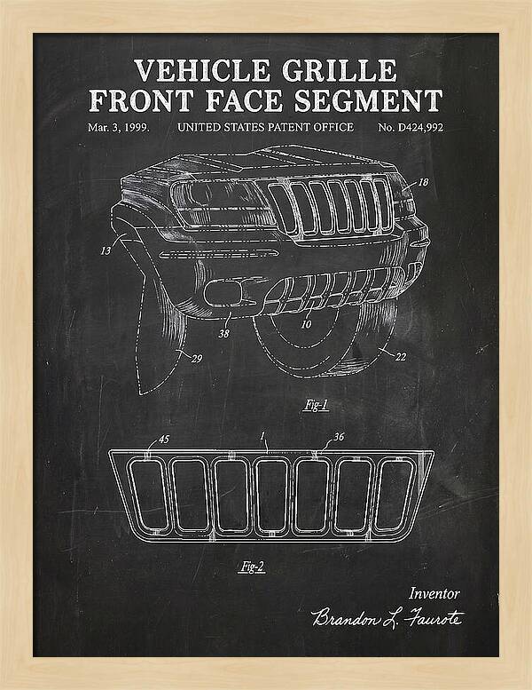 Vehicle Grille Front Face Segment Jeep Grand Cherokee Chalkboard Patent Usd424992s