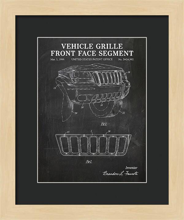 Vehicle Grille Front Face Segment Jeep Grand Cherokee Chalkboard Patent Usd424992s