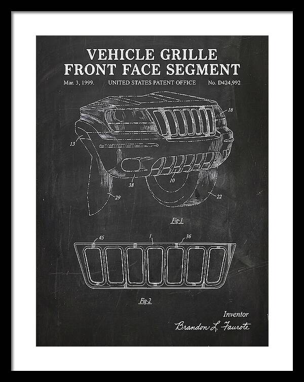 Vehicle Grille Front Face Segment Jeep Grand Cherokee Chalkboard Patent Usd424992s