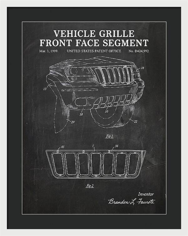 Vehicle Grille Front Face Segment Jeep Grand Cherokee Chalkboard Patent Usd424992s