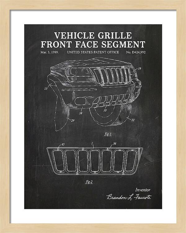 Vehicle Grille Front Face Segment Jeep Grand Cherokee Chalkboard Patent Usd424992s