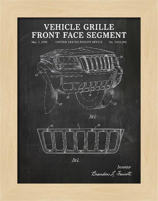 Vehicle Grille Front Face Segment Jeep Grand Cherokee Chalkboard Patent Usd424992s