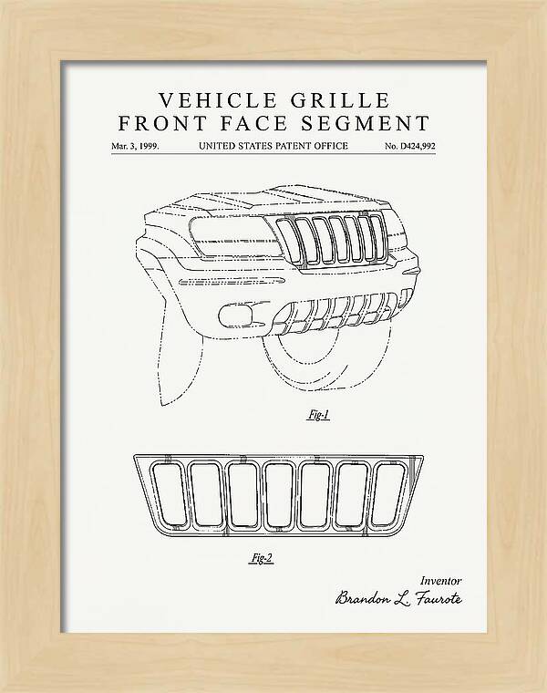 Vehicle Grille Front Face Segment Jeep Grand Cherokee Minimalist Patent Usd424992s
