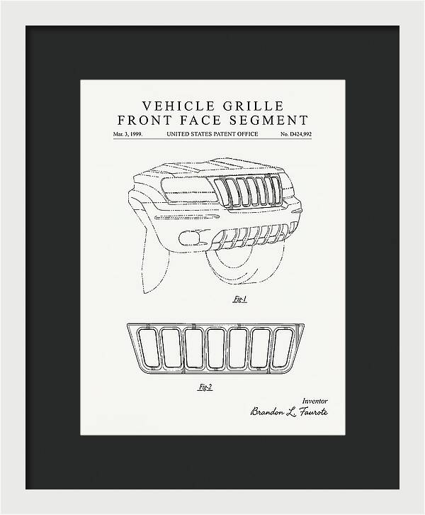 Vehicle Grille Front Face Segment Jeep Grand Cherokee Minimalist Patent Usd424992s