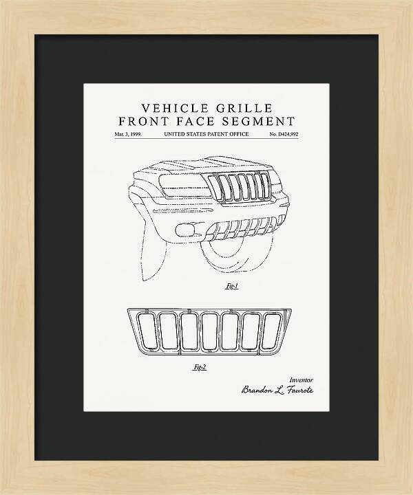 Vehicle Grille Front Face Segment Jeep Grand Cherokee Minimalist Patent Usd424992s