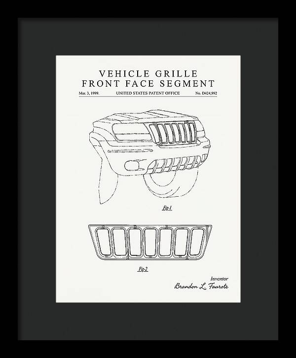 Vehicle Grille Front Face Segment Jeep Grand Cherokee Minimalist Patent Usd424992s