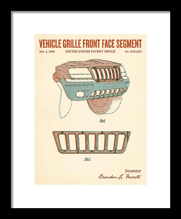 Vehicle Grille Front Face Segment Jeep Grand Cherokee Retro Patent Usd424992s