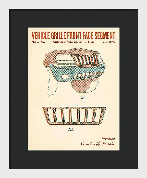 Vehicle Grille Front Face Segment Jeep Grand Cherokee Retro Patent Usd424992s