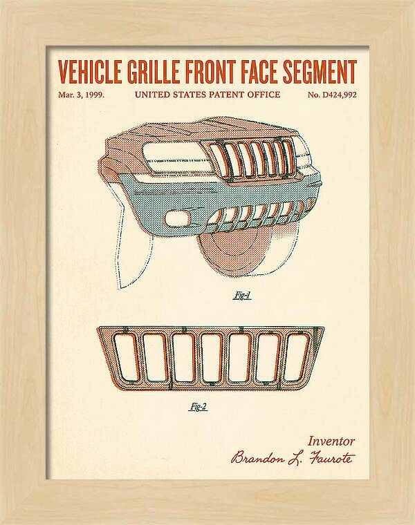 Vehicle Grille Front Face Segment Jeep Grand Cherokee Retro Patent Usd424992s