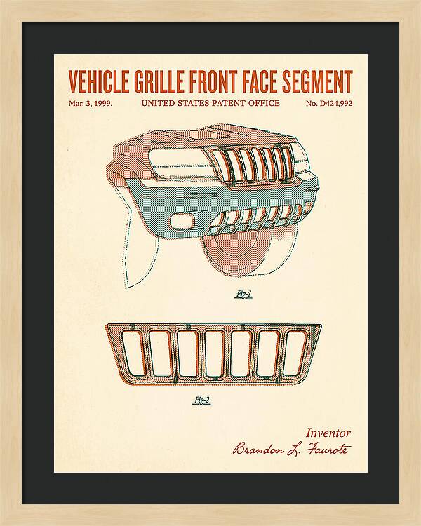 Vehicle Grille Front Face Segment Jeep Grand Cherokee Retro Patent Usd424992s