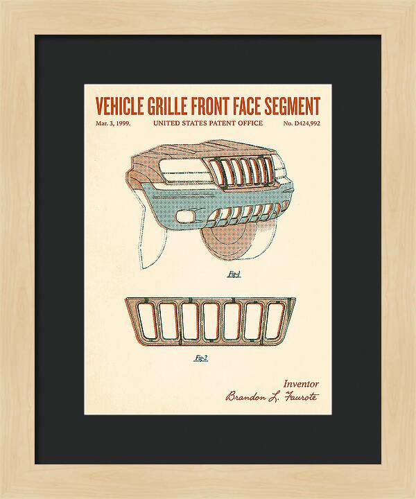 Vehicle Grille Front Face Segment Jeep Grand Cherokee Retro Patent Usd424992s