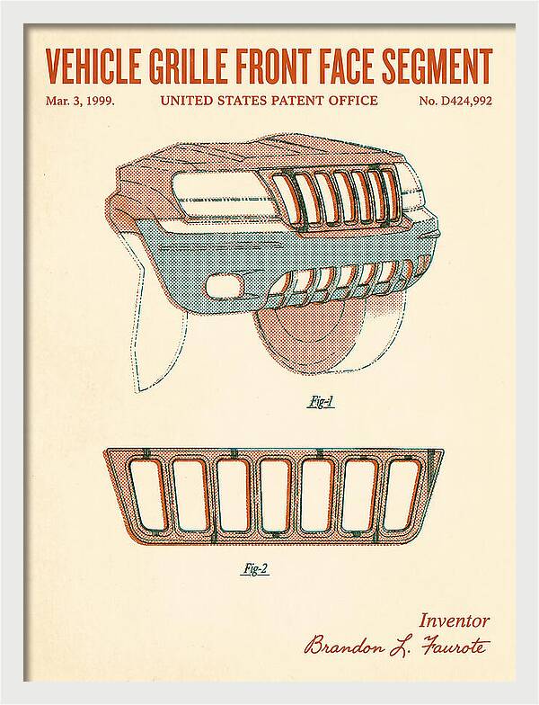 Vehicle Grille Front Face Segment Jeep Grand Cherokee Retro Patent Usd424992s