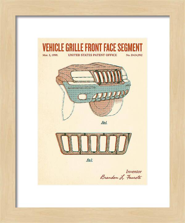Vehicle Grille Front Face Segment Jeep Grand Cherokee Retro Patent Usd424992s