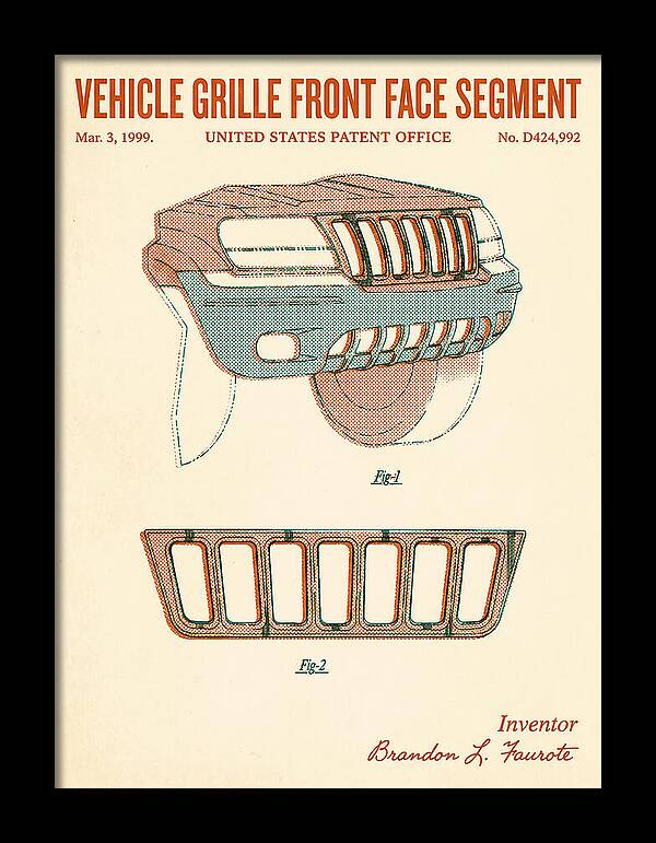 Vehicle Grille Front Face Segment Jeep Grand Cherokee Retro Patent Usd424992s