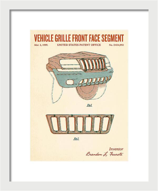 Vehicle Grille Front Face Segment Jeep Grand Cherokee Retro Patent Usd424992s