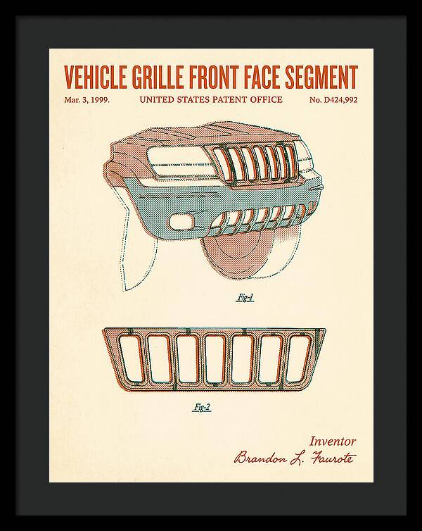 Vehicle Grille Front Face Segment Jeep Grand Cherokee Retro Patent Usd424992s