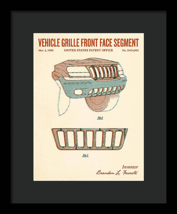 Vehicle Grille Front Face Segment Jeep Grand Cherokee Retro Patent Usd424992s