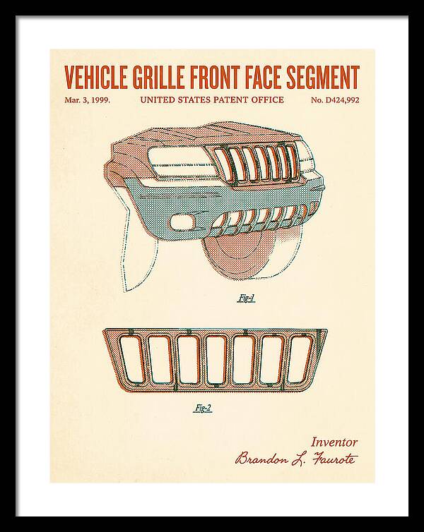 Vehicle Grille Front Face Segment Jeep Grand Cherokee Retro Patent Usd424992s