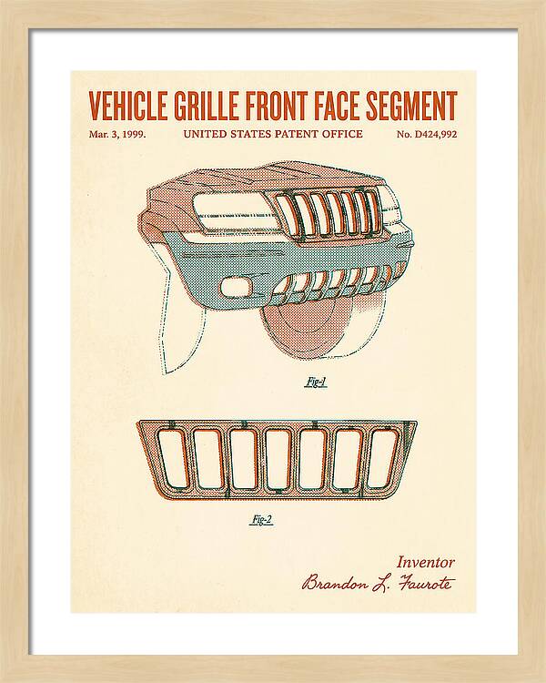 Vehicle Grille Front Face Segment Jeep Grand Cherokee Retro Patent Usd424992s