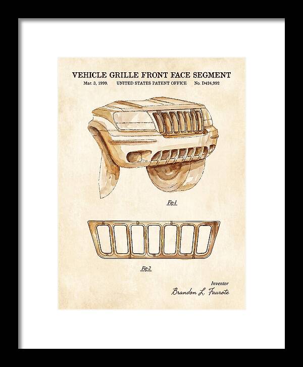Vehicle Grille Front Face Segment Jeep Grand Cherokee Watercolor Patent Usd424992s