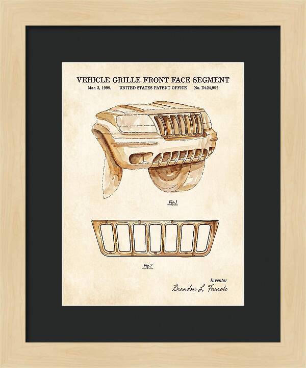 Vehicle Grille Front Face Segment Jeep Grand Cherokee Watercolor Patent Usd424992s