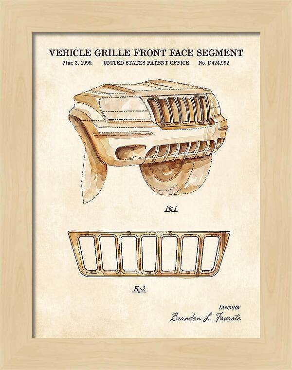 Vehicle Grille Front Face Segment Jeep Grand Cherokee Watercolor Patent Usd424992s