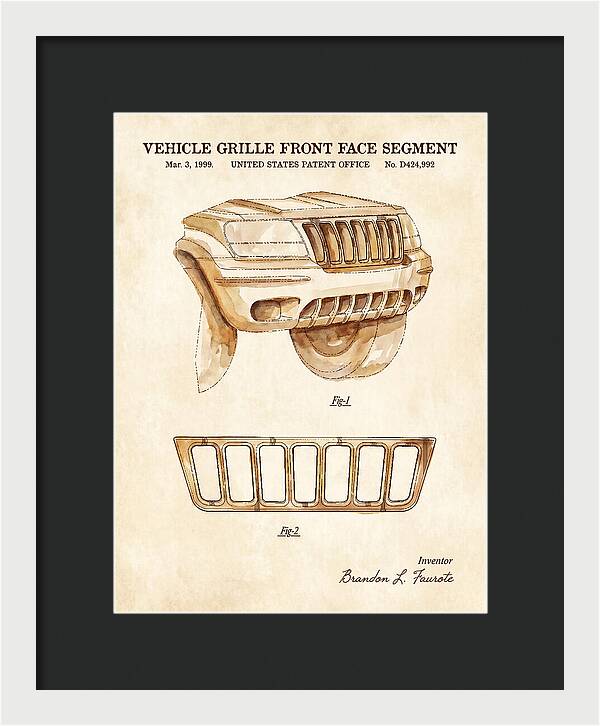 Vehicle Grille Front Face Segment Jeep Grand Cherokee Watercolor Patent Usd424992s