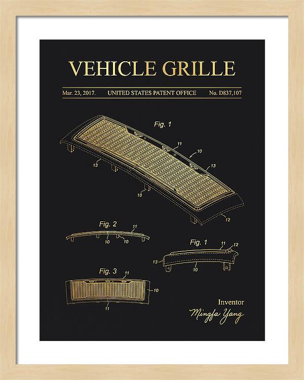 Vehicle Grille Gold Patent Usd837107s1