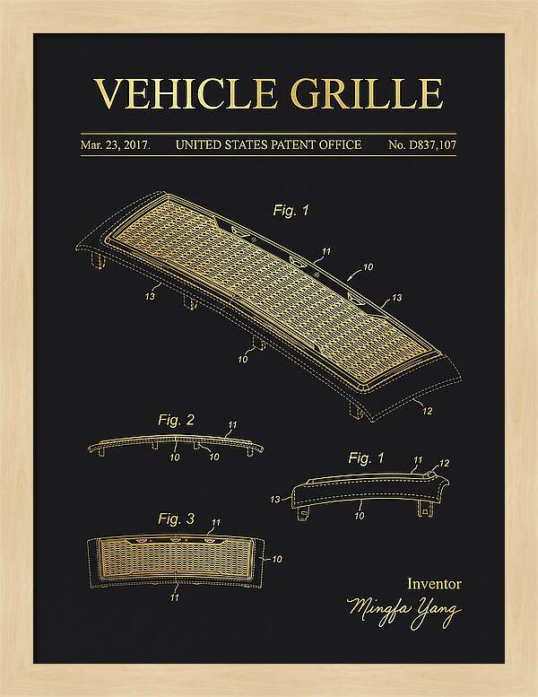 Vehicle Grille Gold Patent Usd837107s1