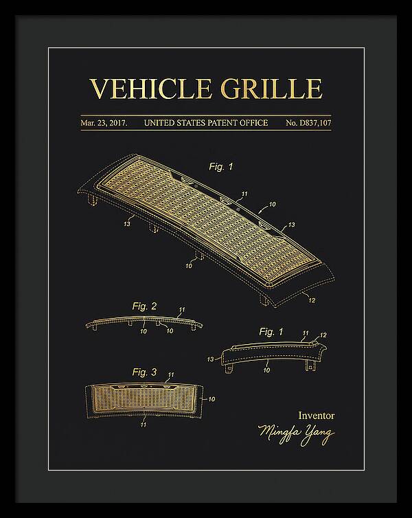 Vehicle Grille Gold Patent Usd837107s1