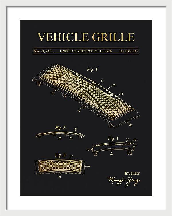 Vehicle Grille Gold Patent Usd837107s1