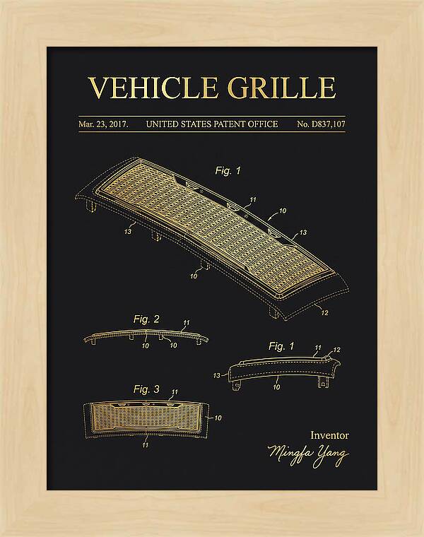 Vehicle Grille Gold Patent Usd837107s1