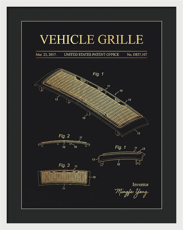 Vehicle Grille Gold Patent Usd837107s1