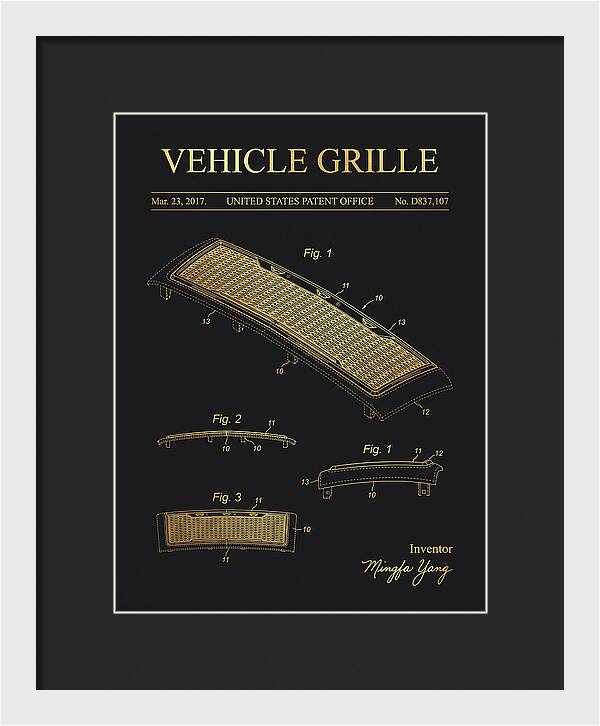 Vehicle Grille Gold Patent Usd837107s1