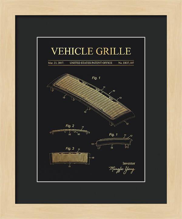Vehicle Grille Gold Patent Usd837107s1