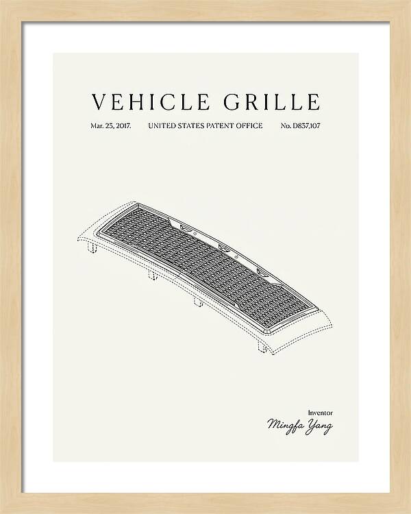 Vehicle Grille Minimalist Patent Usd837107s1