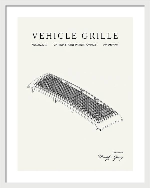 Vehicle Grille Minimalist Patent Usd837107s1