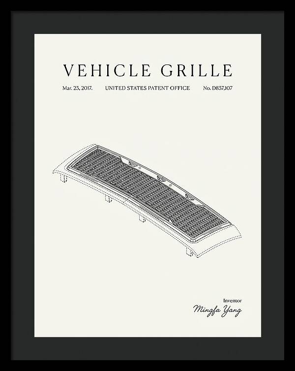 Vehicle Grille Minimalist Patent Usd837107s1