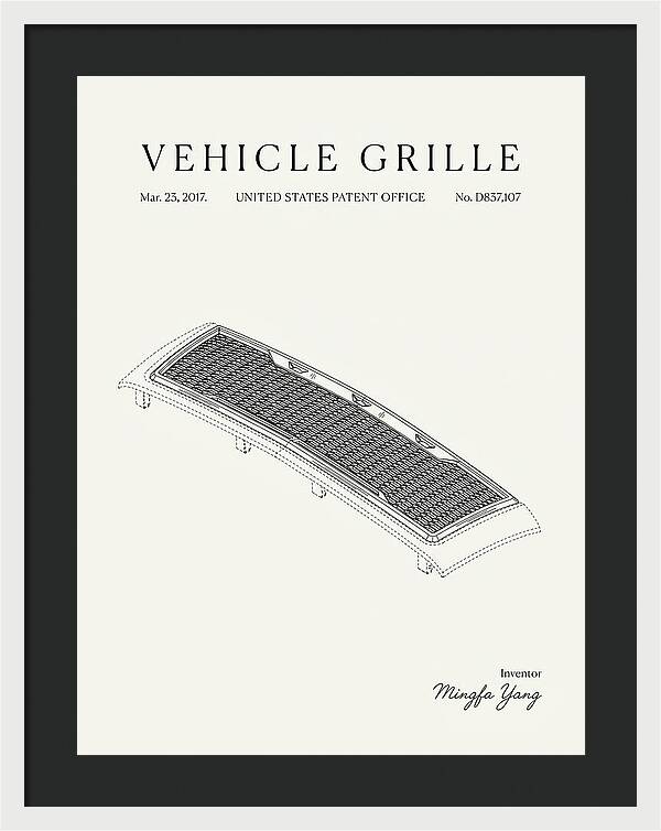Vehicle Grille Minimalist Patent Usd837107s1