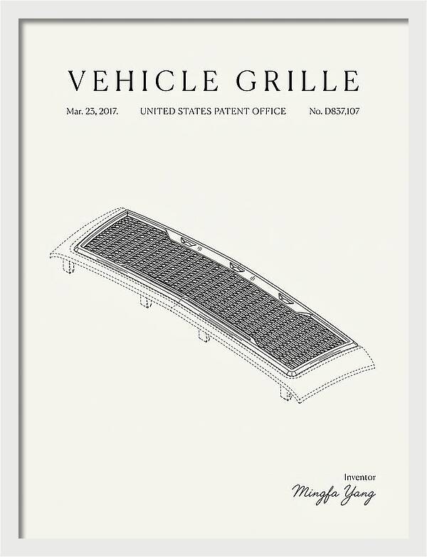 Vehicle Grille Minimalist Patent Usd837107s1