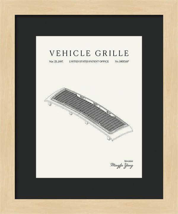 Vehicle Grille Minimalist Patent Usd837107s1