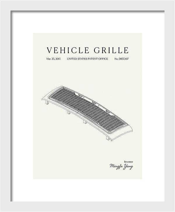 Vehicle Grille Minimalist Patent Usd837107s1
