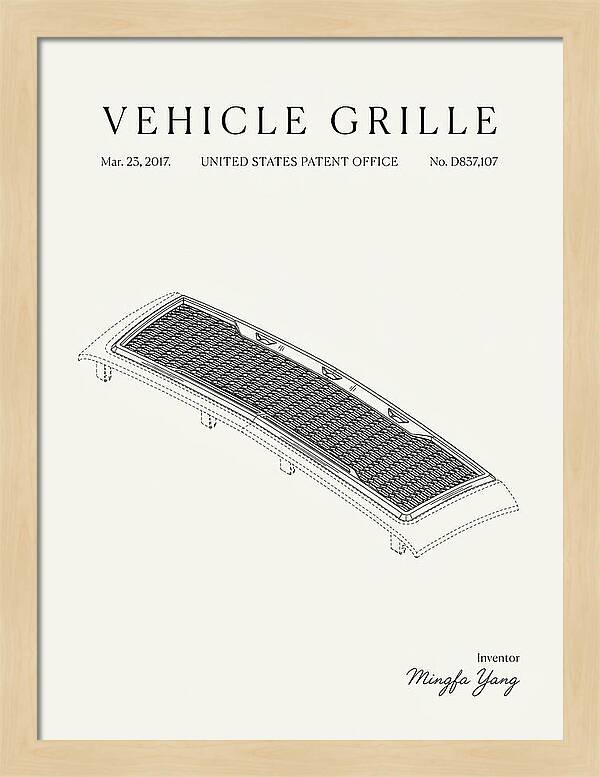 Vehicle Grille Minimalist Patent Usd837107s1