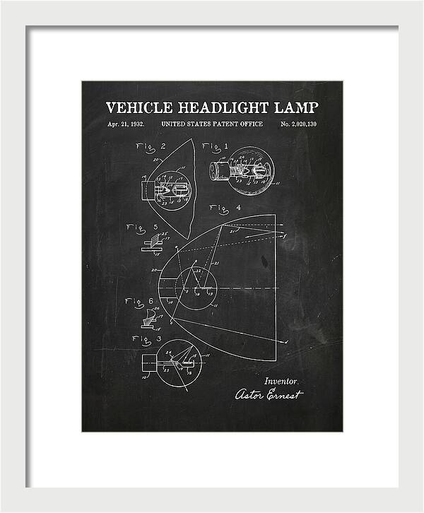 Vehicle Headlight Lamp Chalkboard Patent Us2020130a