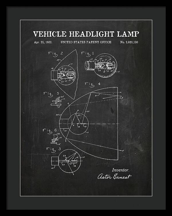 Vehicle Headlight Lamp Chalkboard Patent Us2020130a