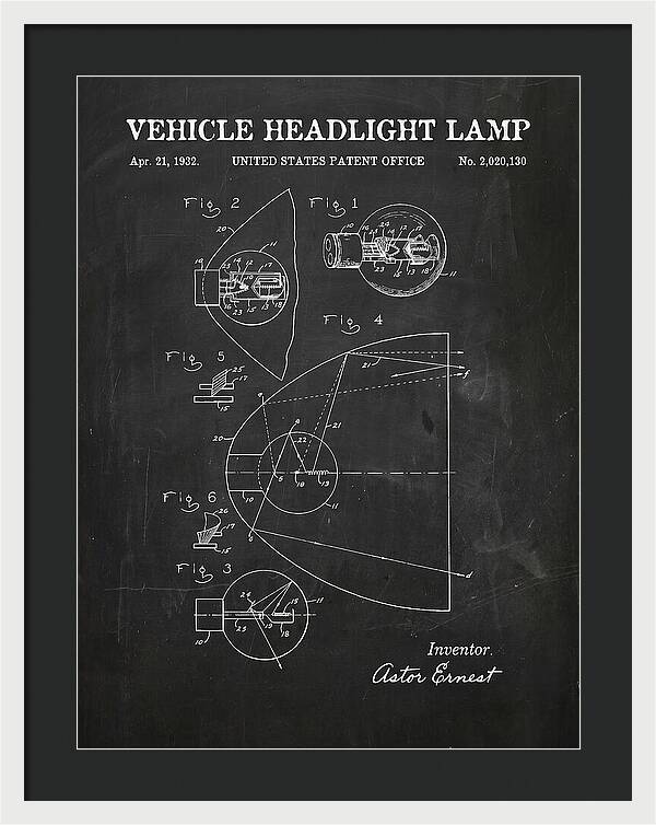 Vehicle Headlight Lamp Chalkboard Patent Us2020130a